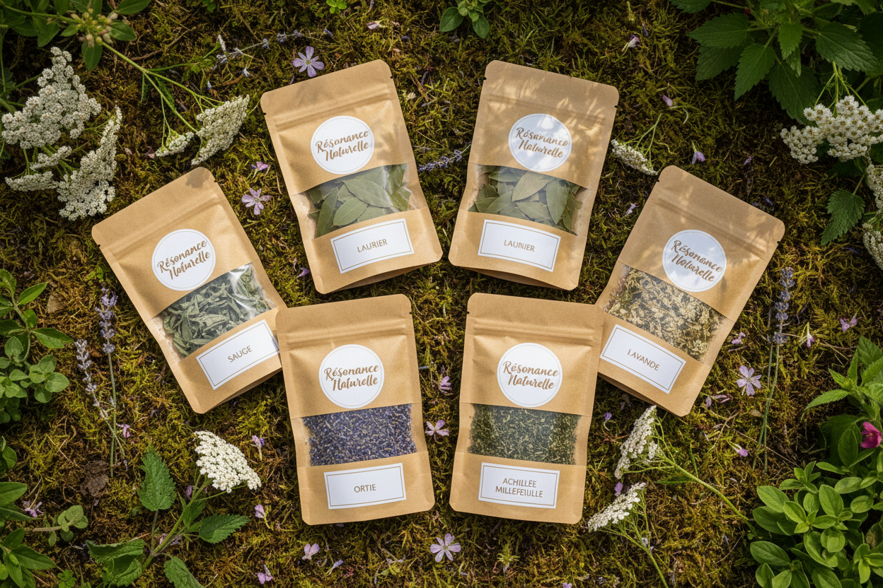 Kit rituel complet, 5 plantes séchées, Résonance Naturelle