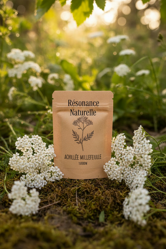 Sachet d'achillée rituelle séchée, plante du féminin sacré, Résonance Naturelle